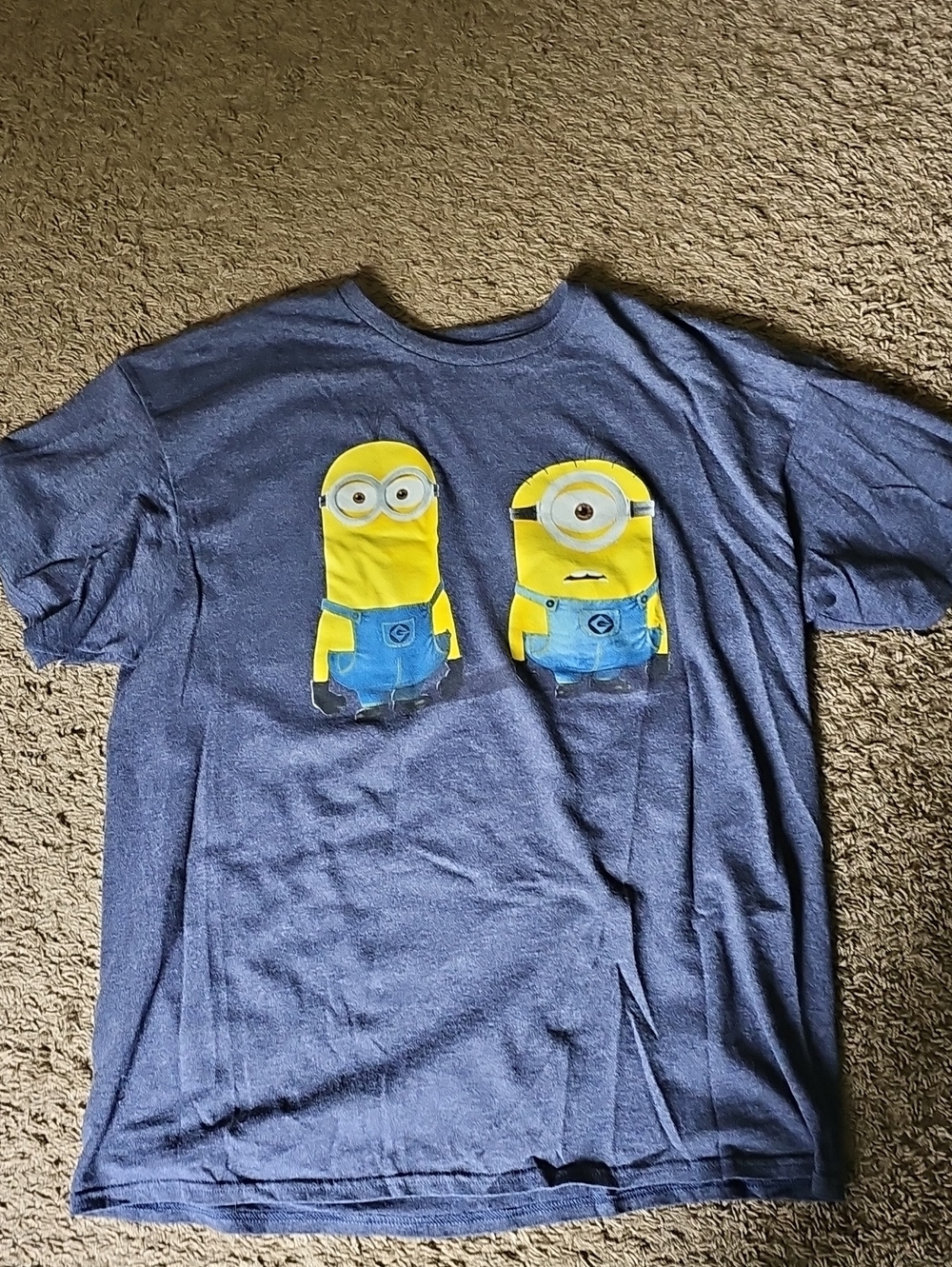 Universal Blue Tee with Yellow Minion Duo Graphic